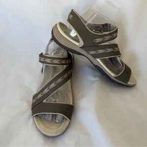 Dr. Scholls Daydream Sandals Size 10 Leather & Mesh Tan/Brown Sporty Comfort